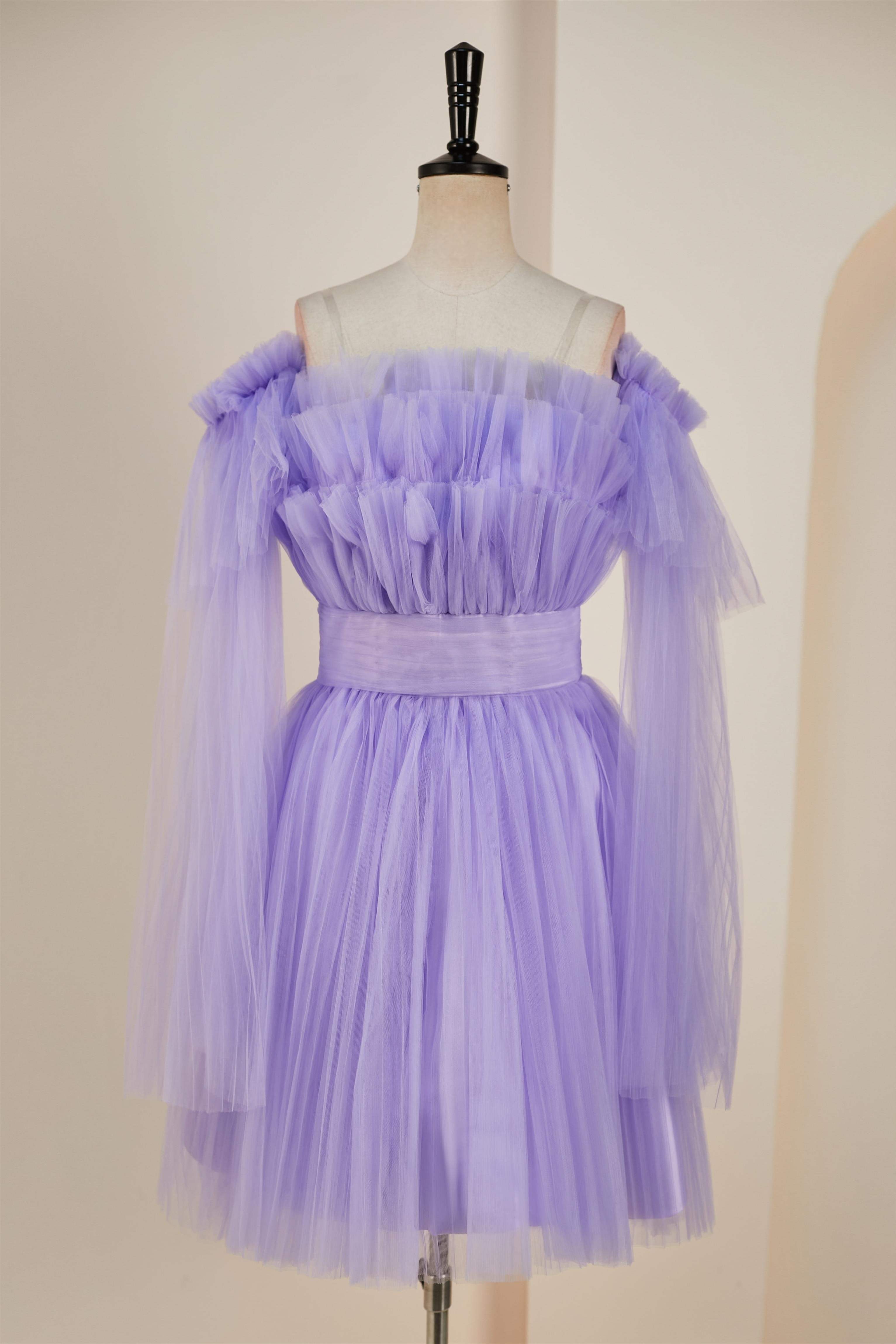 Strapless Lavender A-line Detachable Sleeves Homecoming Dress Movousdress Strapless Lavender A-line Detachable Sleeves Homecoming Dress Movousdress