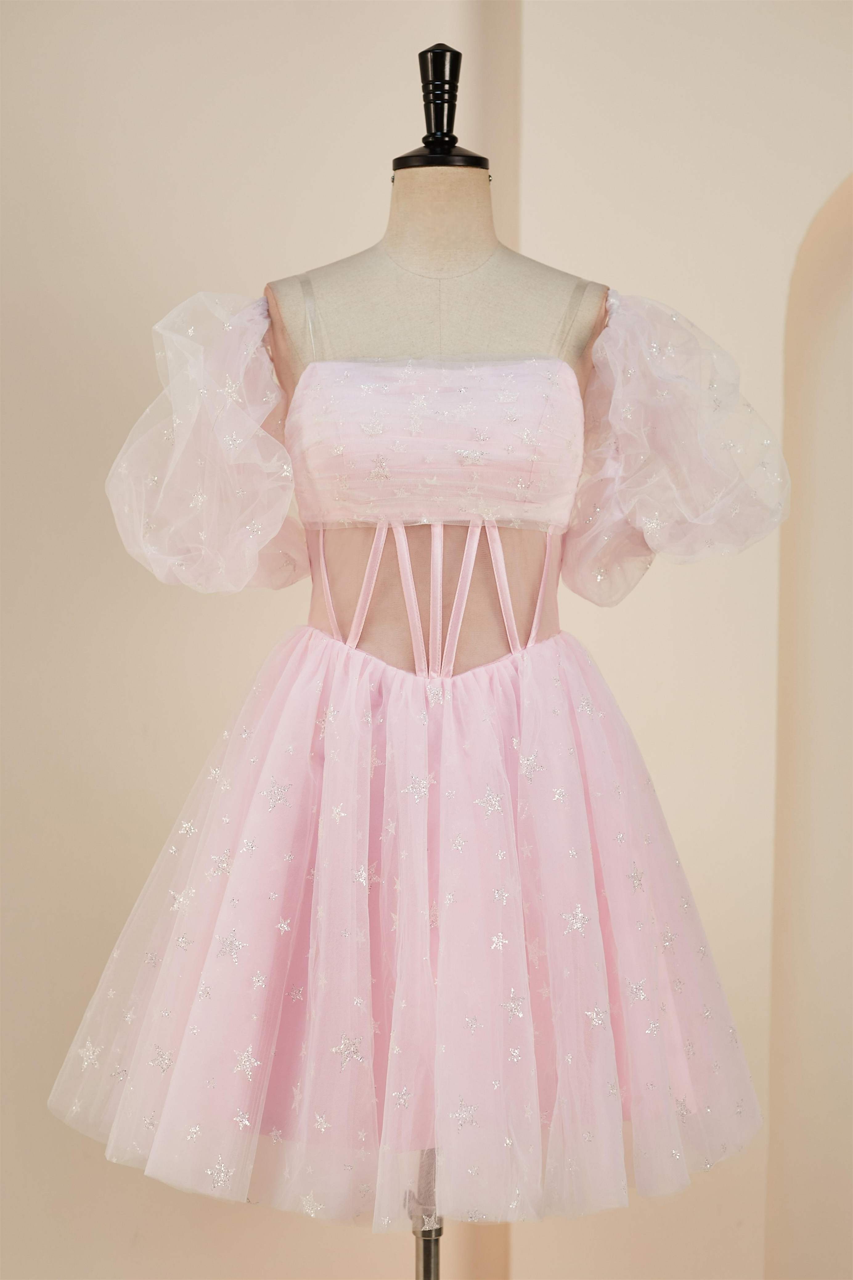 Strapless A-line Pink Detachable Sleeves Homecoming Dress Movousdress Strapless A-line Pink Detachable Sleeves Homecoming Dress Movousdress