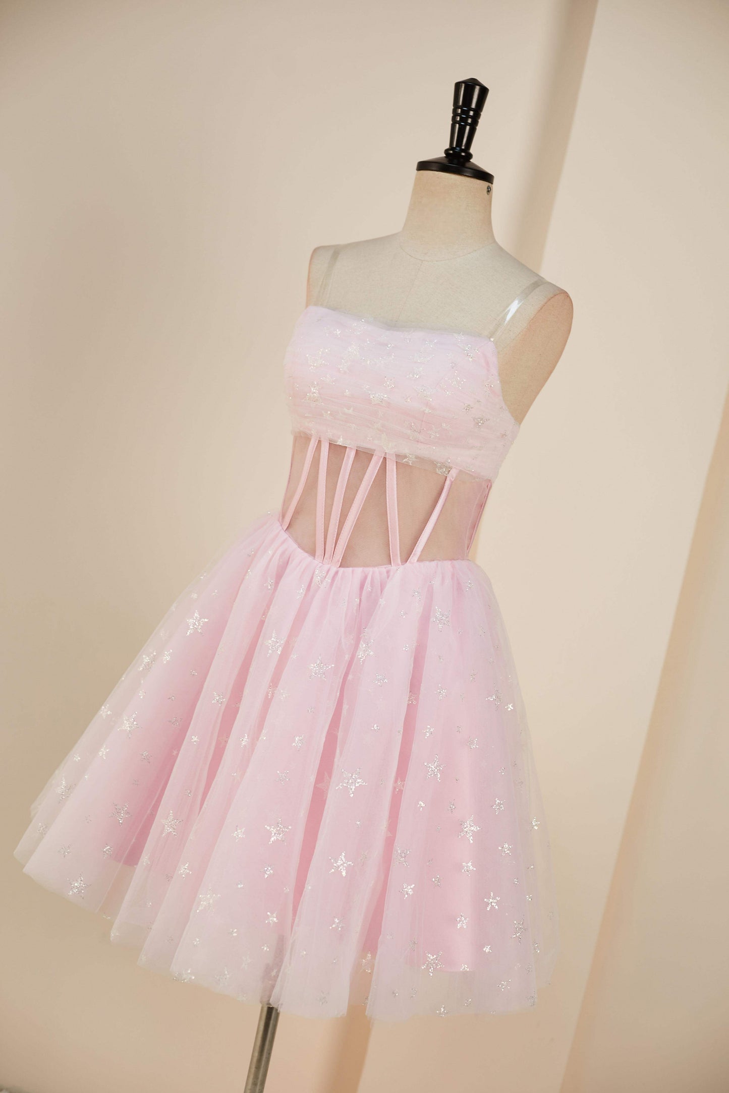 Strapless A-line Pink Detachable Sleeves Homecoming Dress