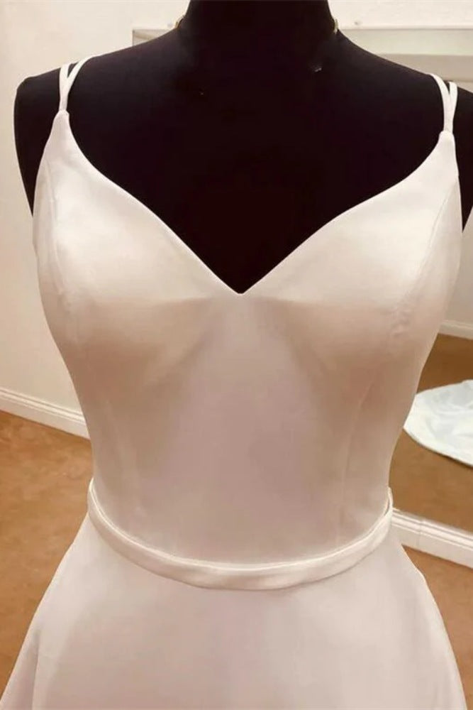 Ivory Double Straps Satin Mermaid Bridal Dress