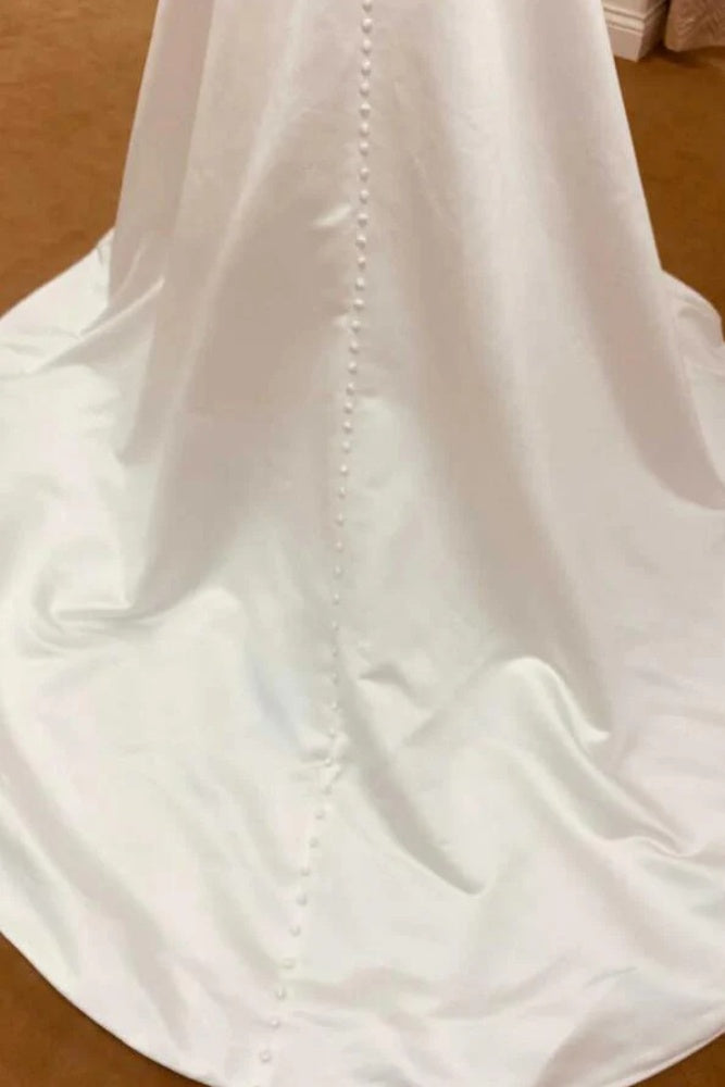 Ivory Double Straps Satin Mermaid Bridal Dress