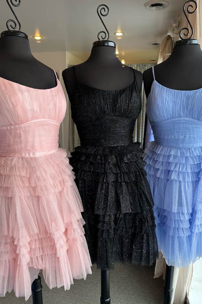 Straps Multi-Layers A-line Short Homecoming Dress