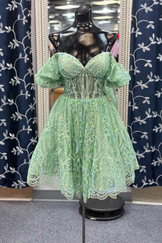 Sage Green Off the Shoulder Lace Homecoming Dress Movousdress Sage Green Off the Shoulder Lace Homecoming Dress Movousdress