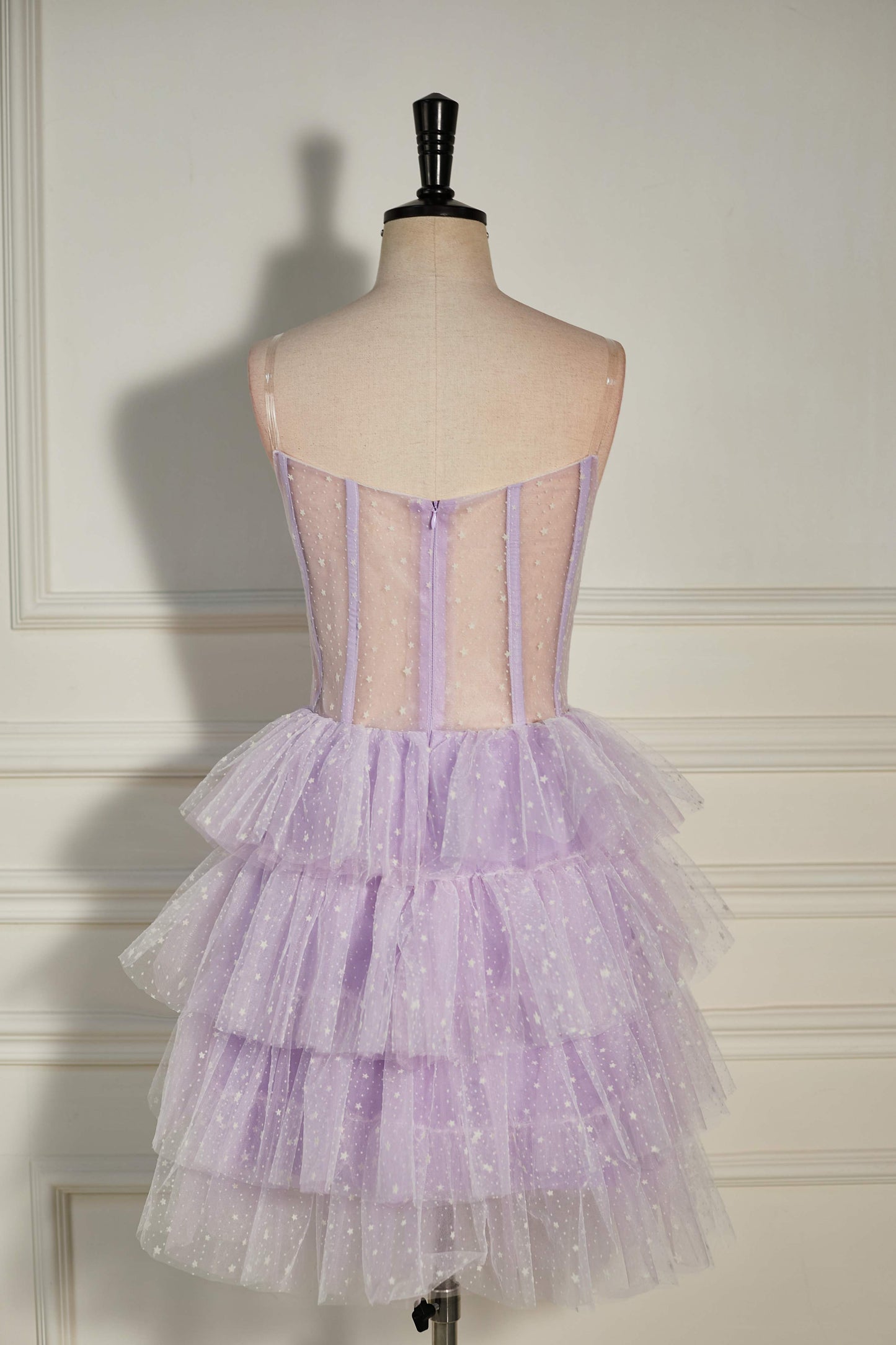 Strapless Lavender Multi-Layers Tulle Homecoming Dress