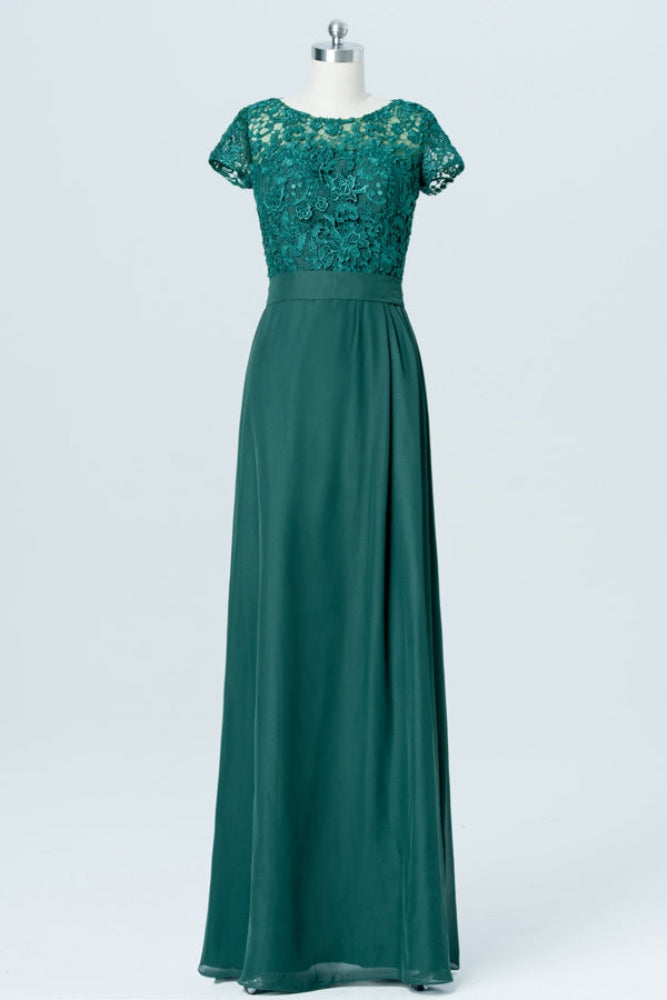 Emerald Green Applique Long Bridesmaid Dress