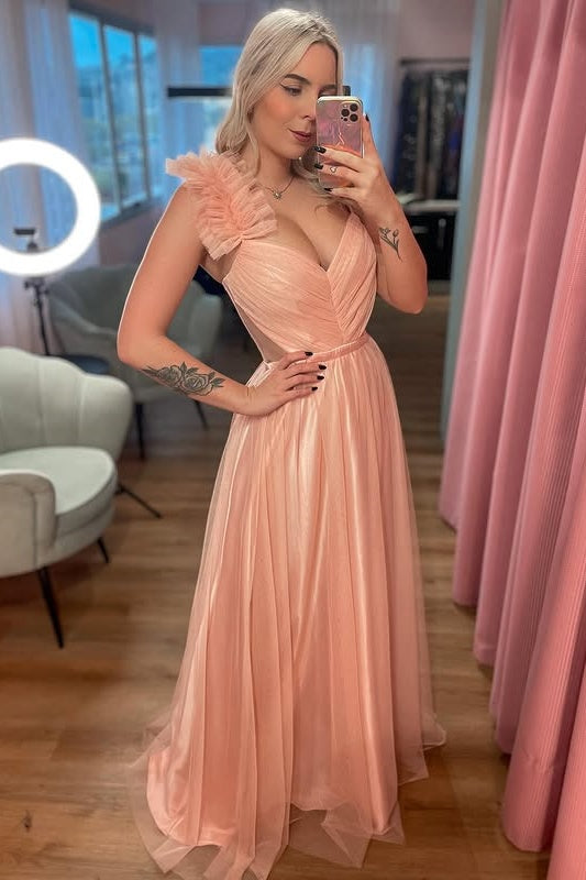 A-Line Empire Sleeveless Long Party Prom Dress