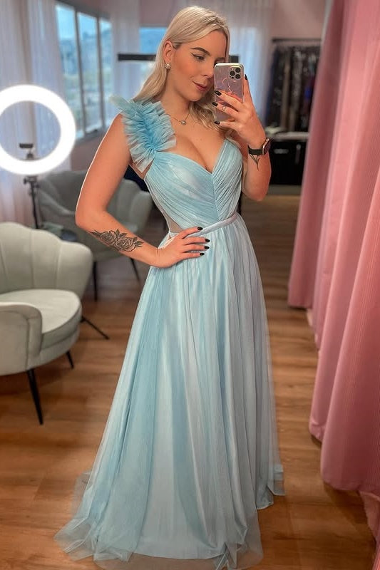 A-Line Empire Sleeveless Long Party Prom Dress