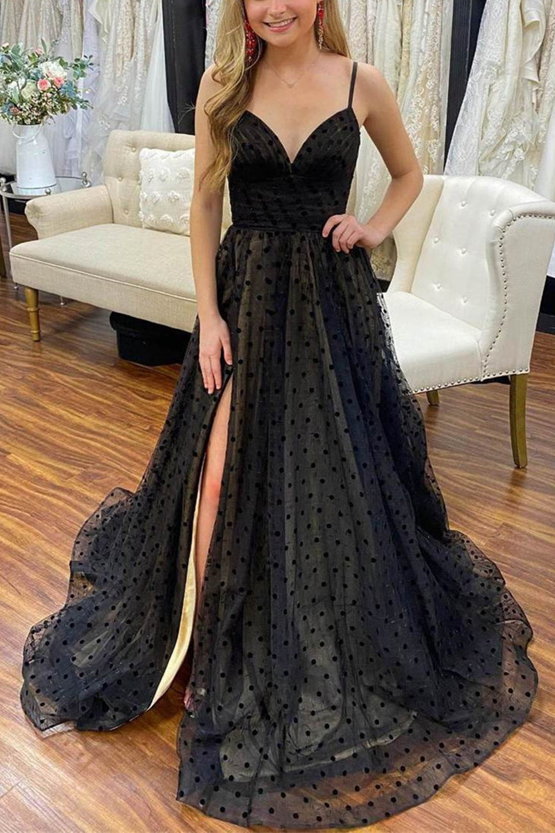 A-Line Empire Sleeveless Party Prom Dress With Slit