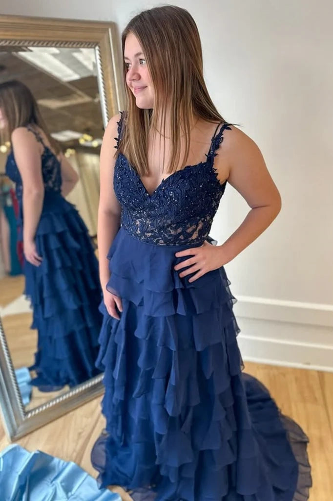 A-Line Empire Sweetheart Two Tone Tiered Party Prom Dress