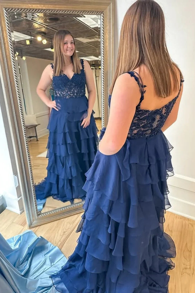A-Line Empire Sweetheart Two Tone Tiered Party Prom Dress