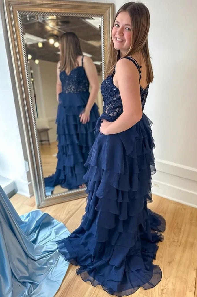 A-Line Empire Sweetheart Two Tone Tiered Party Prom Dress