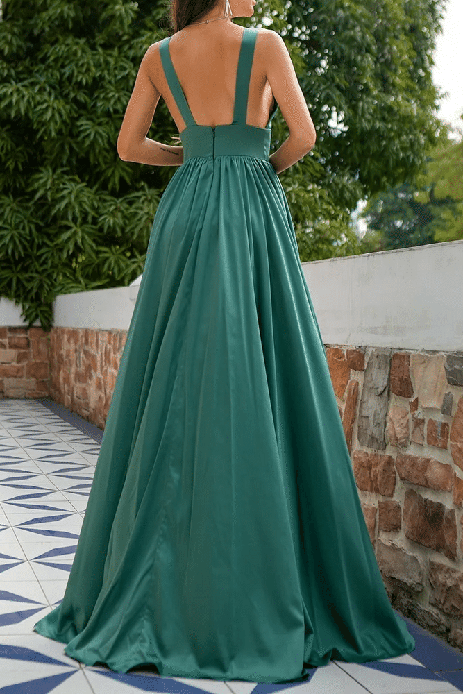 A-Line V-Neck Sleeveless Empire Long Mother Of Brides Dress