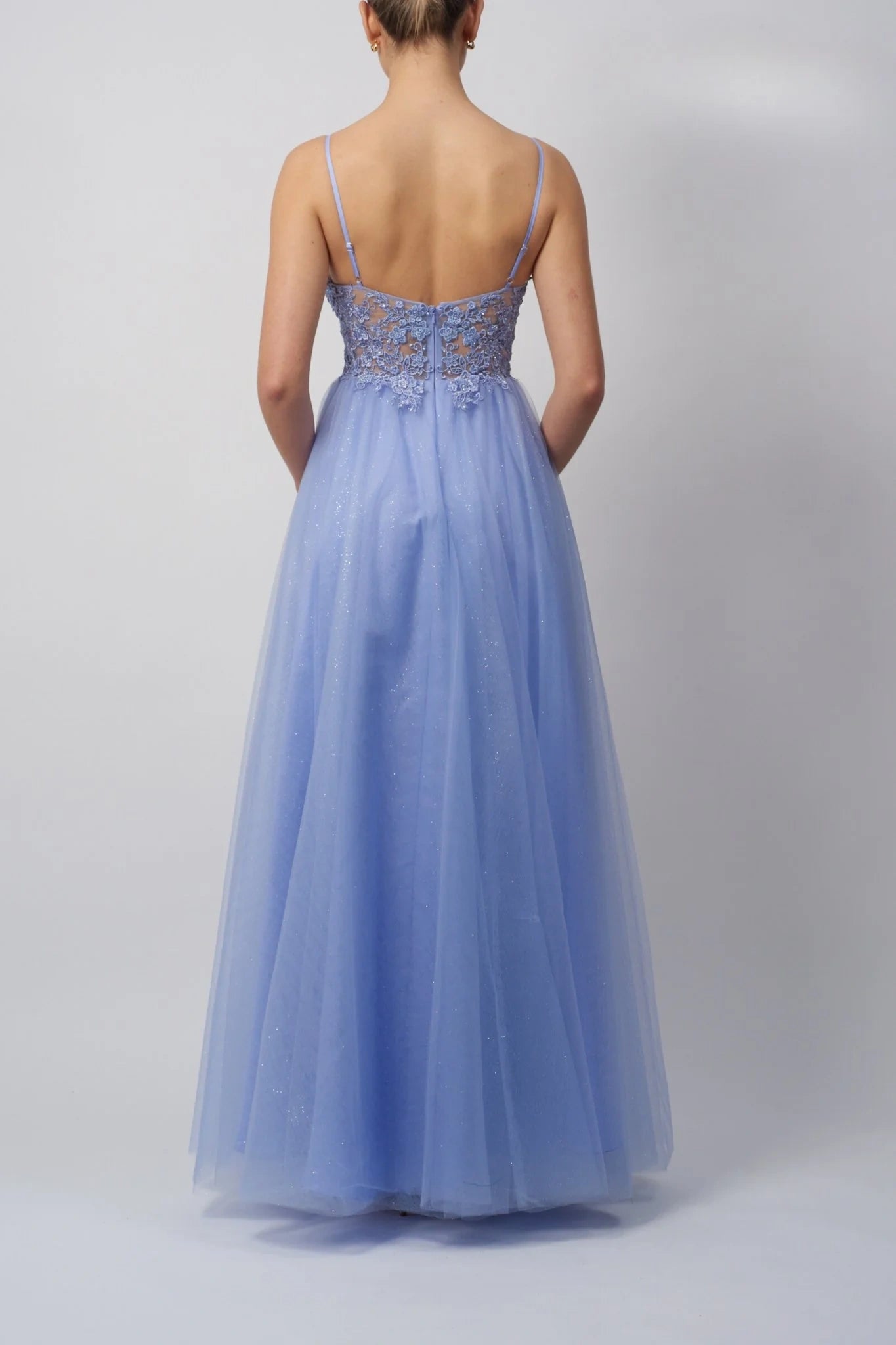 Appliques Tulle A-Line Empire Sleeveless Party Prom Dress