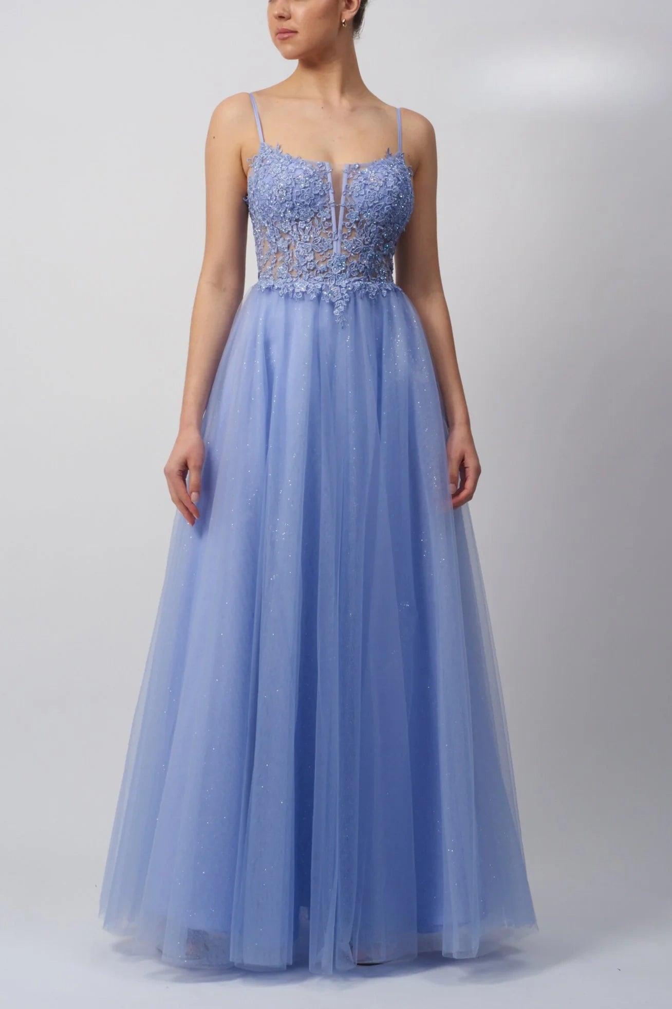 Appliques Tulle A-Line Empire Sleeveless Party Prom Dress
