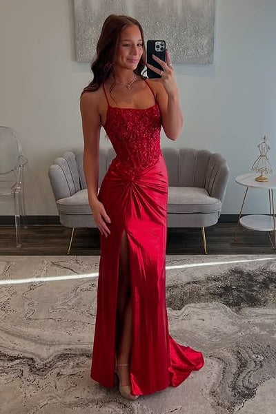 Bateau Sleeveless Lace Up Empire Mermaid Party Prom Dress