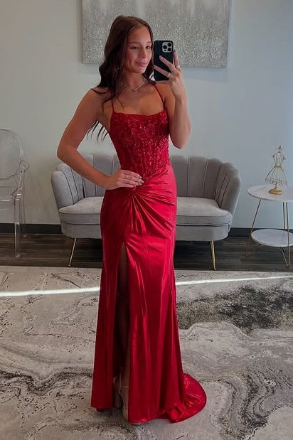 Bateau Sleeveless Lace Up Empire Mermaid Party Prom Dress