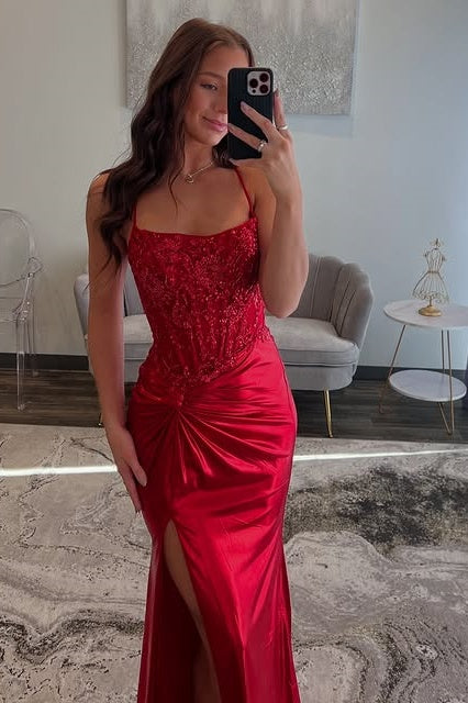 Bateau Sleeveless Lace Up Empire Mermaid Party Prom Dress