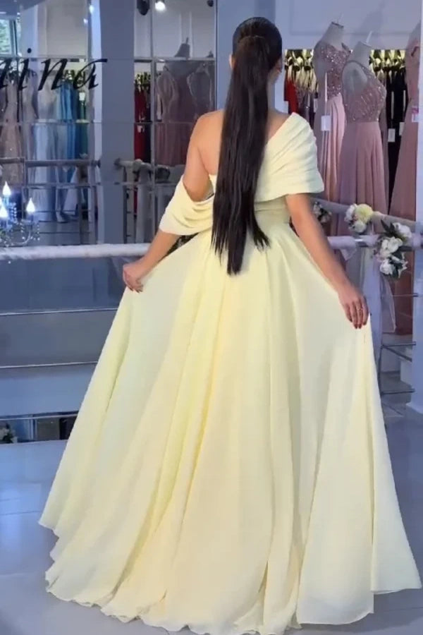Casual A-Line Empire Chiffon Party Prom Dress With Slit