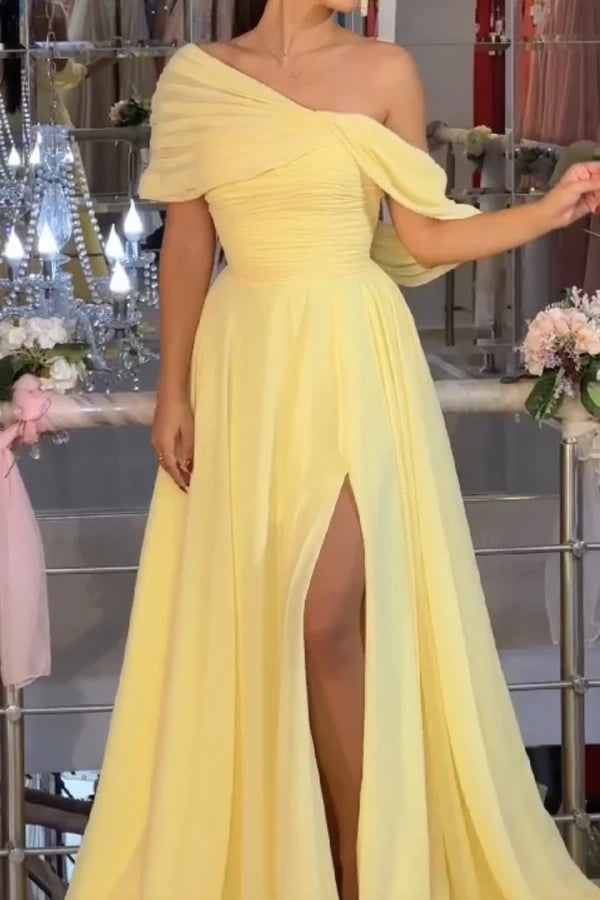 Casual A-Line Empire Chiffon Party Prom Dress With Slit