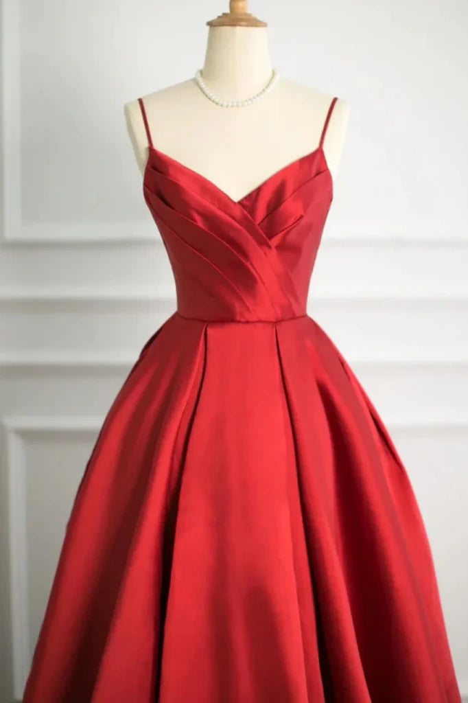 Casual Satin A-Line V-Neck Sleeveless Long Party Prom Dress