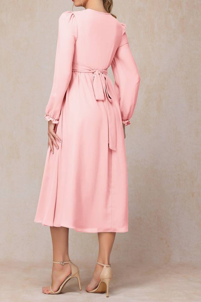 Chic A-Line V-Neck Long Sleeves Chiffon Mother Of Brides Dress