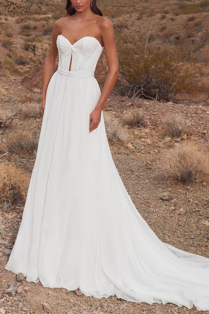 Chic Chiffon A-Line Sweetheart Long Sleeves Empire Wedding Dress Movousdress Chic Chiffon A-Line Sweetheart Long Sleeves Empire Wedding Dress Movousdress