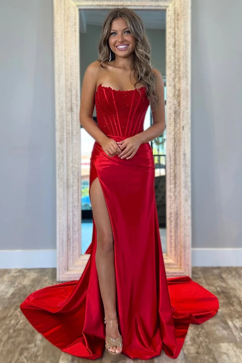 Chic Mermaid Two Tone Empire Party Prom Dress With Slit