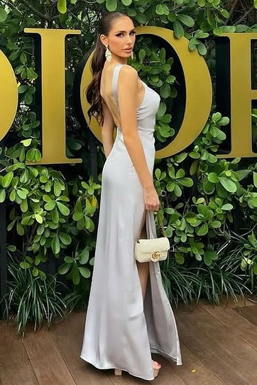 Chic Satin Fitted Halter Backless Long Bridesmaid Dress