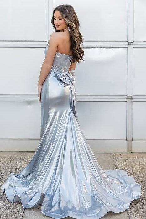 Chic Satin Mermaid Bateau Sleeveless Party Prom Dress