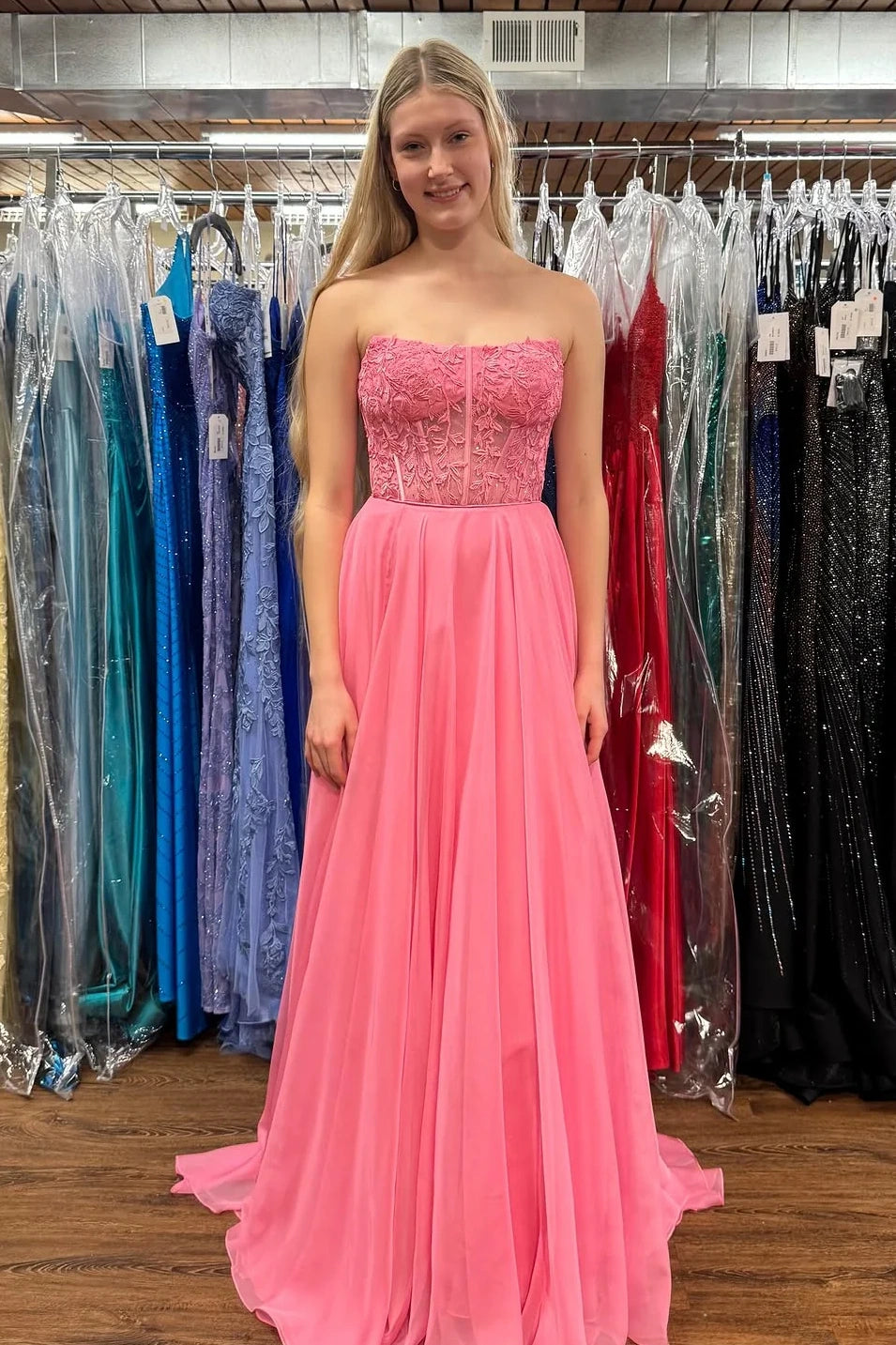 Chic Square Strapless A-Line Empire Two Tone Party Prom Dress