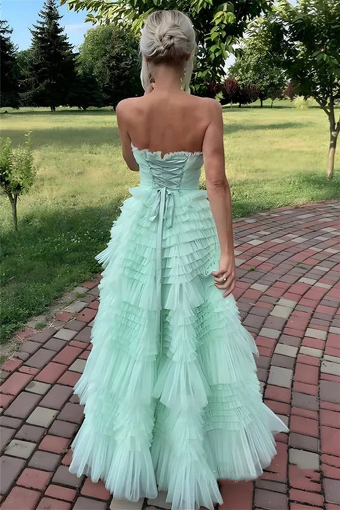 Chic Strapless Empire Tulle A-Line Tiered Party Prom Dress