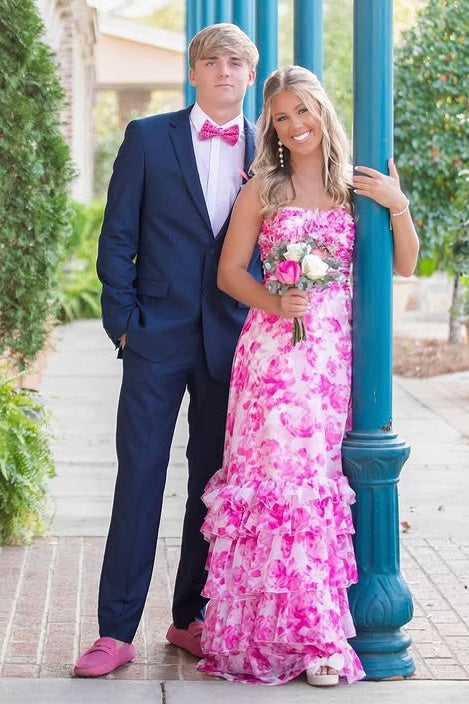 Chiffon A-Line Empire Sweetheart Strapless Tiered Party Prom Dress