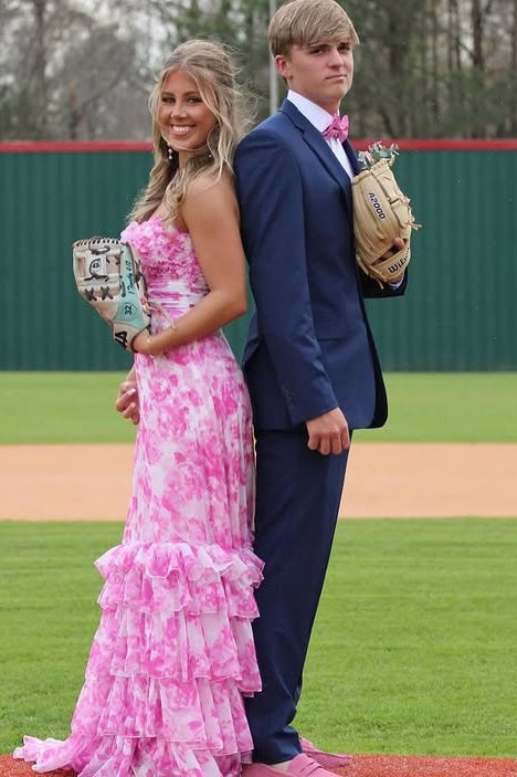 Chiffon A-Line Empire Sweetheart Strapless Tiered Party Prom Dress