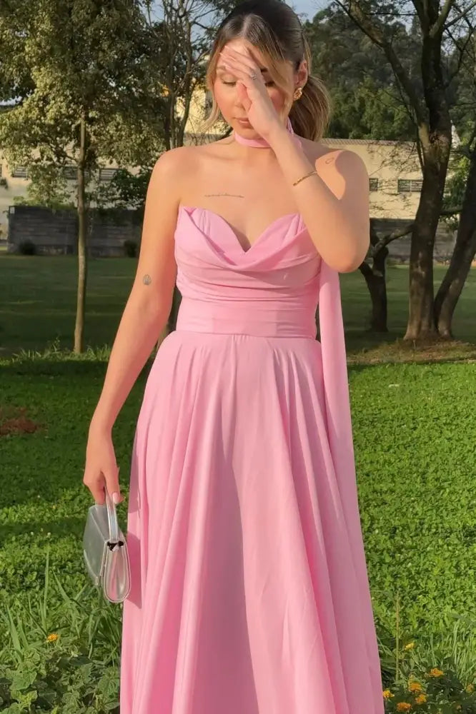 Chiffon A-Line Sweetheart Strapless Empire Formal Party Dress