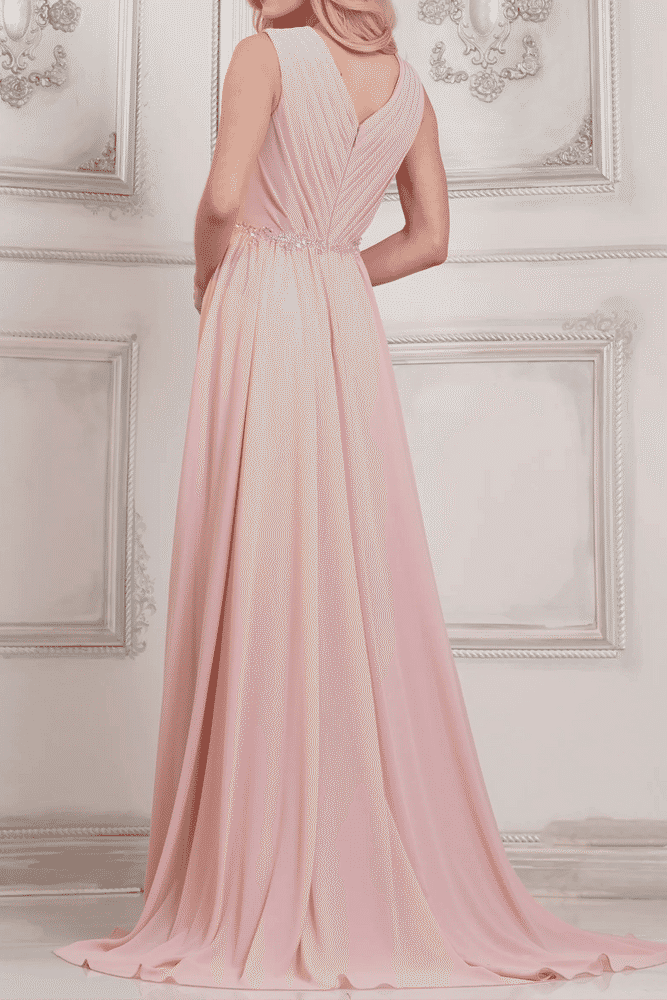 Chiffon A-Line V-Neck Sleeveless Empire Beaded Mother Of Brides Dress