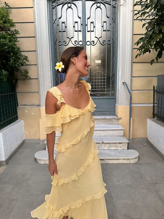 Chiffon Fitted Low V-Neck Ruffle Party Prom Dress