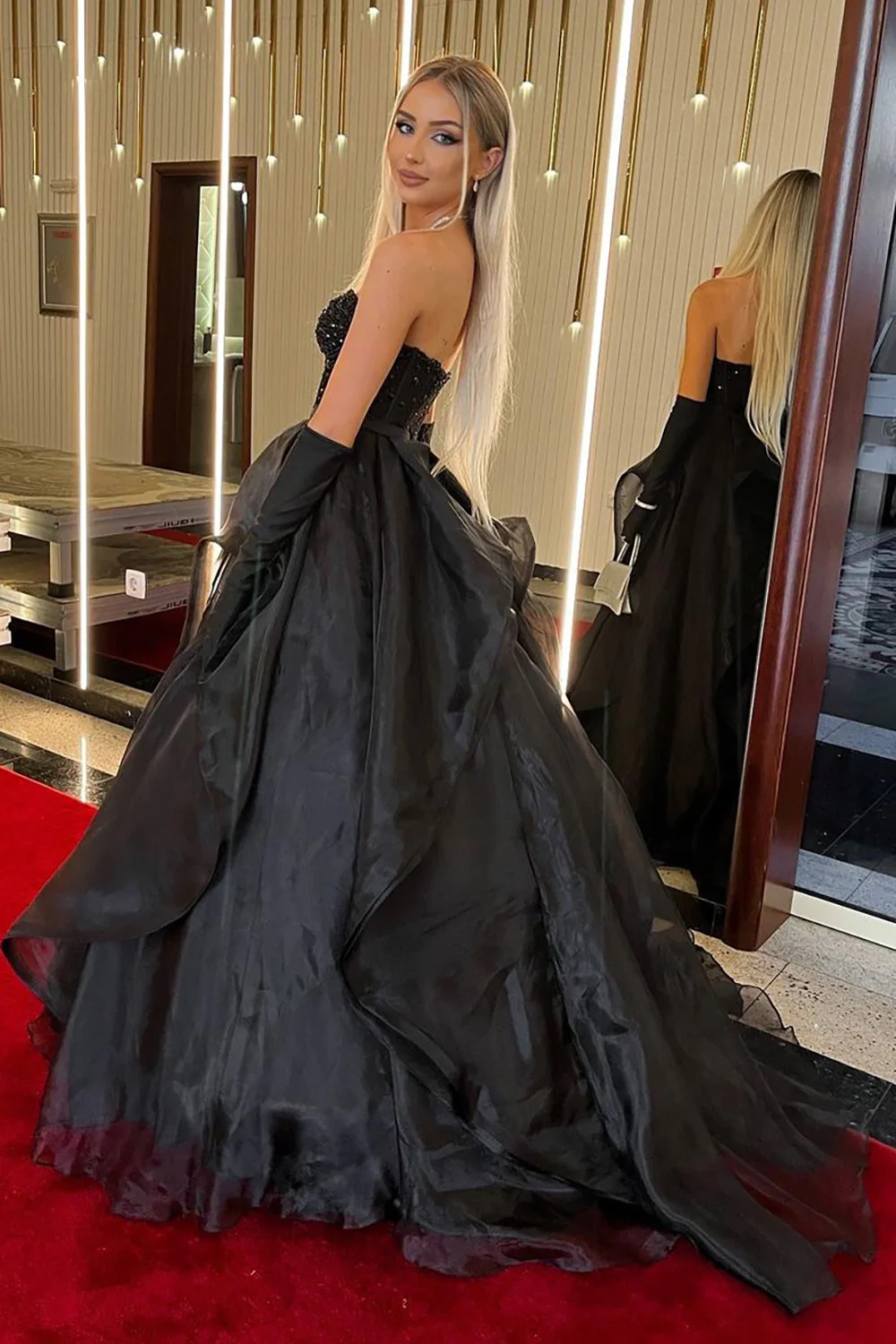 Classic A-Line Sweetheart Strapless Empire Long Prom Dress