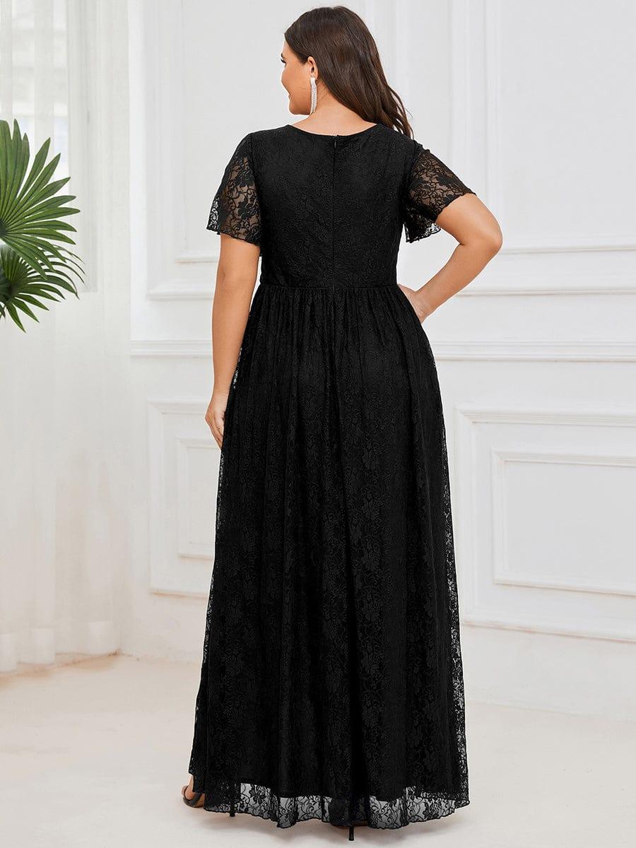 Lace A-Line V-Neck Bell Sleeves High Low Formal Evening Dress