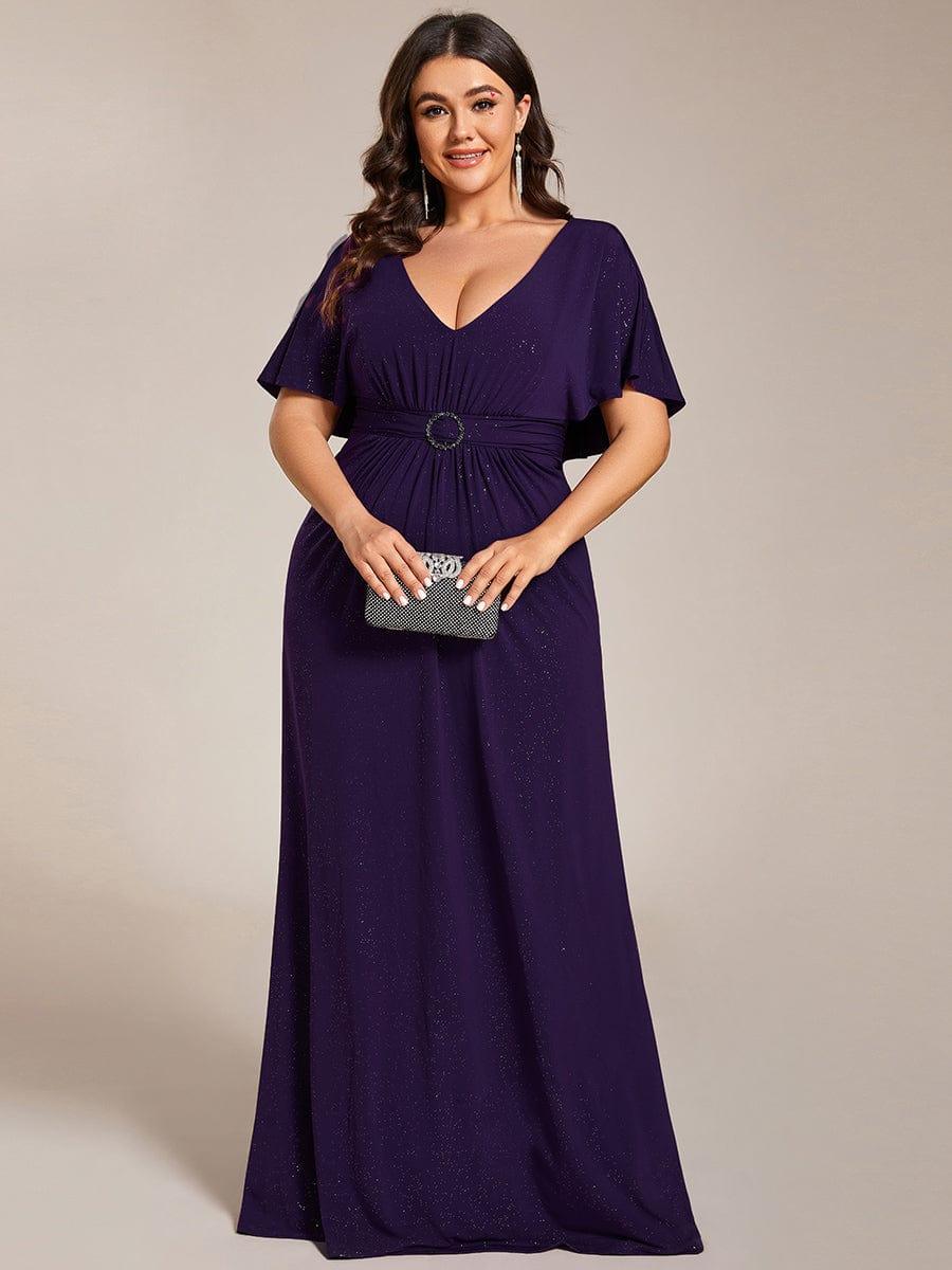 Sparkly V-Neck Empire Mother of the Bride Dress With shawl