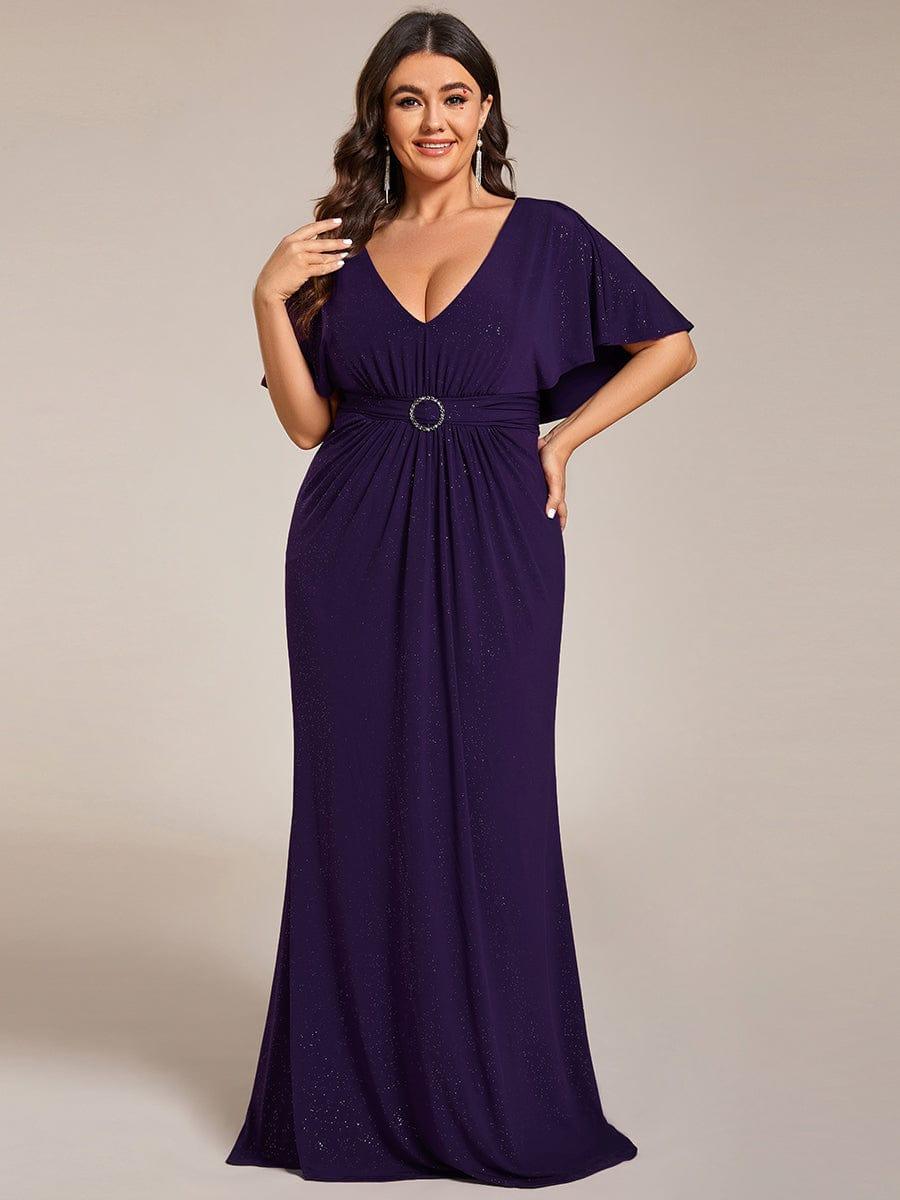 Sparkly V-Neck Empire Mother of the Bride Dress With shawl