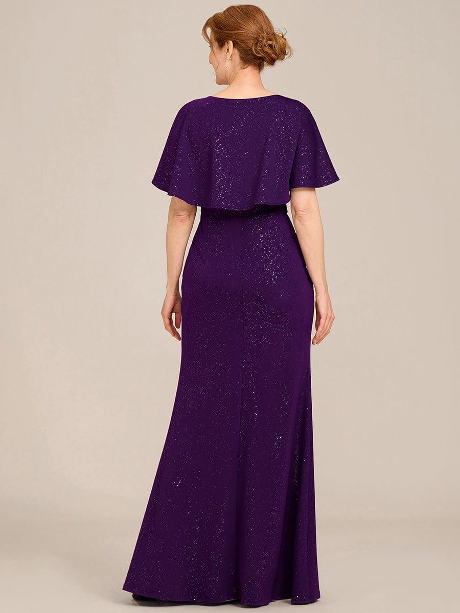 Sparkly V-Neck Empire Mother of the Bride Dress With shawl