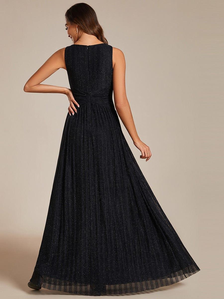 Sparkly V-Neck Sleeveless A-Line Long Formal Evening Dress