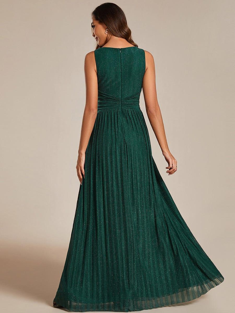 Sparkly V-Neck Sleeveless A-Line Long Formal Evening Dress