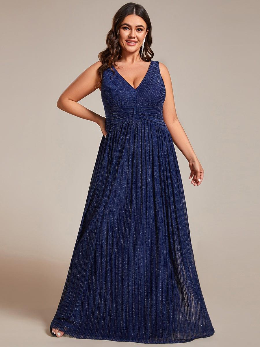 Sparkly V-Neck Sleeveless A-Line Long Formal Evening Dress