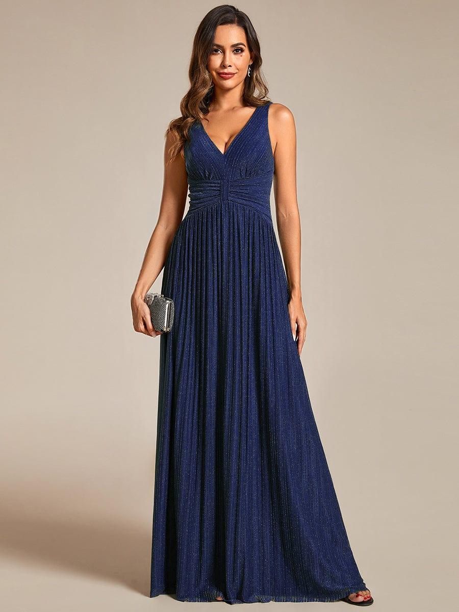 Sparkly V-Neck Sleeveless A-Line Long Formal Evening Dress