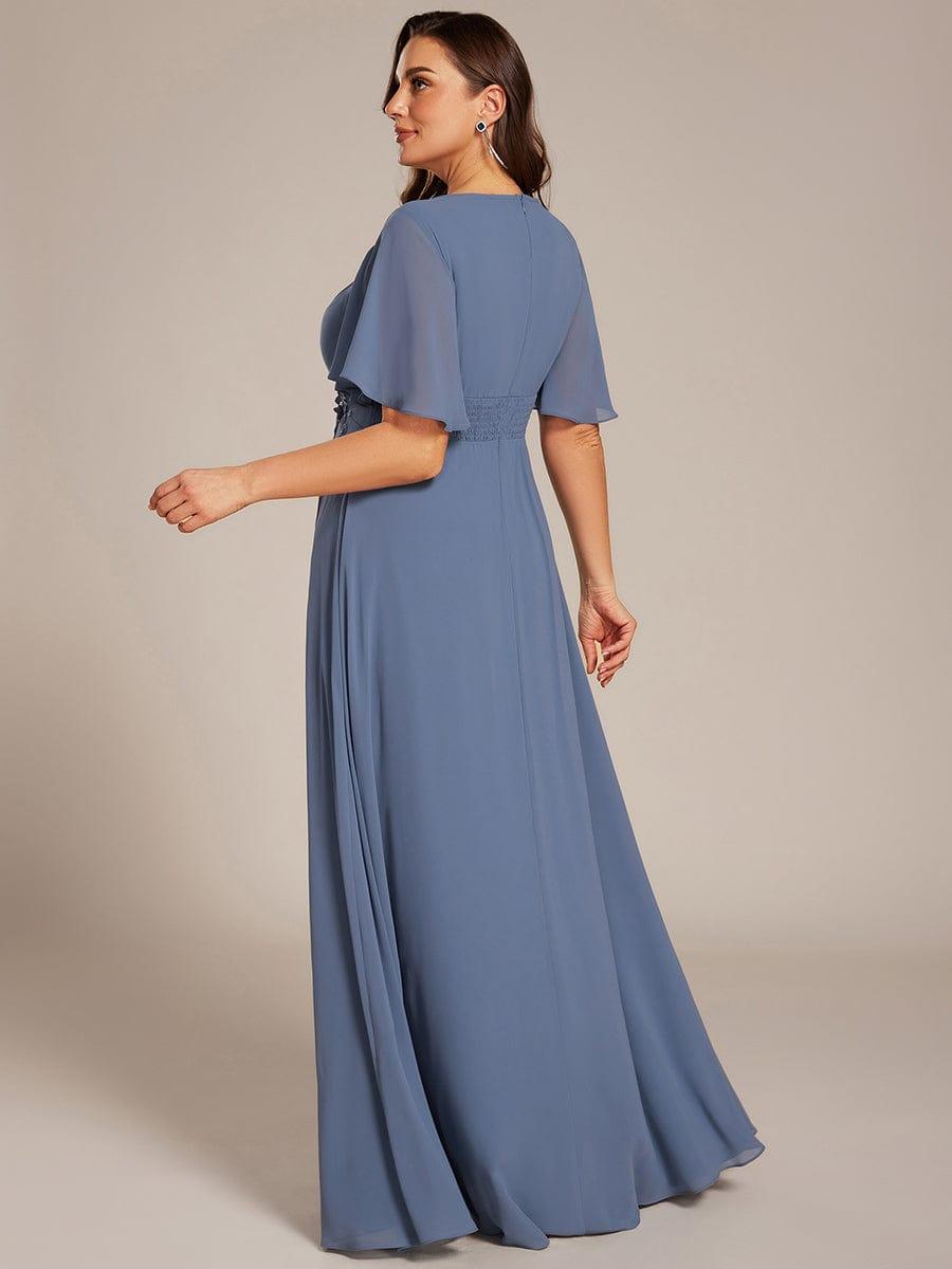 Scoop Short Sleeves Chiffon A-Line Empire Long Maxi Formal Dress