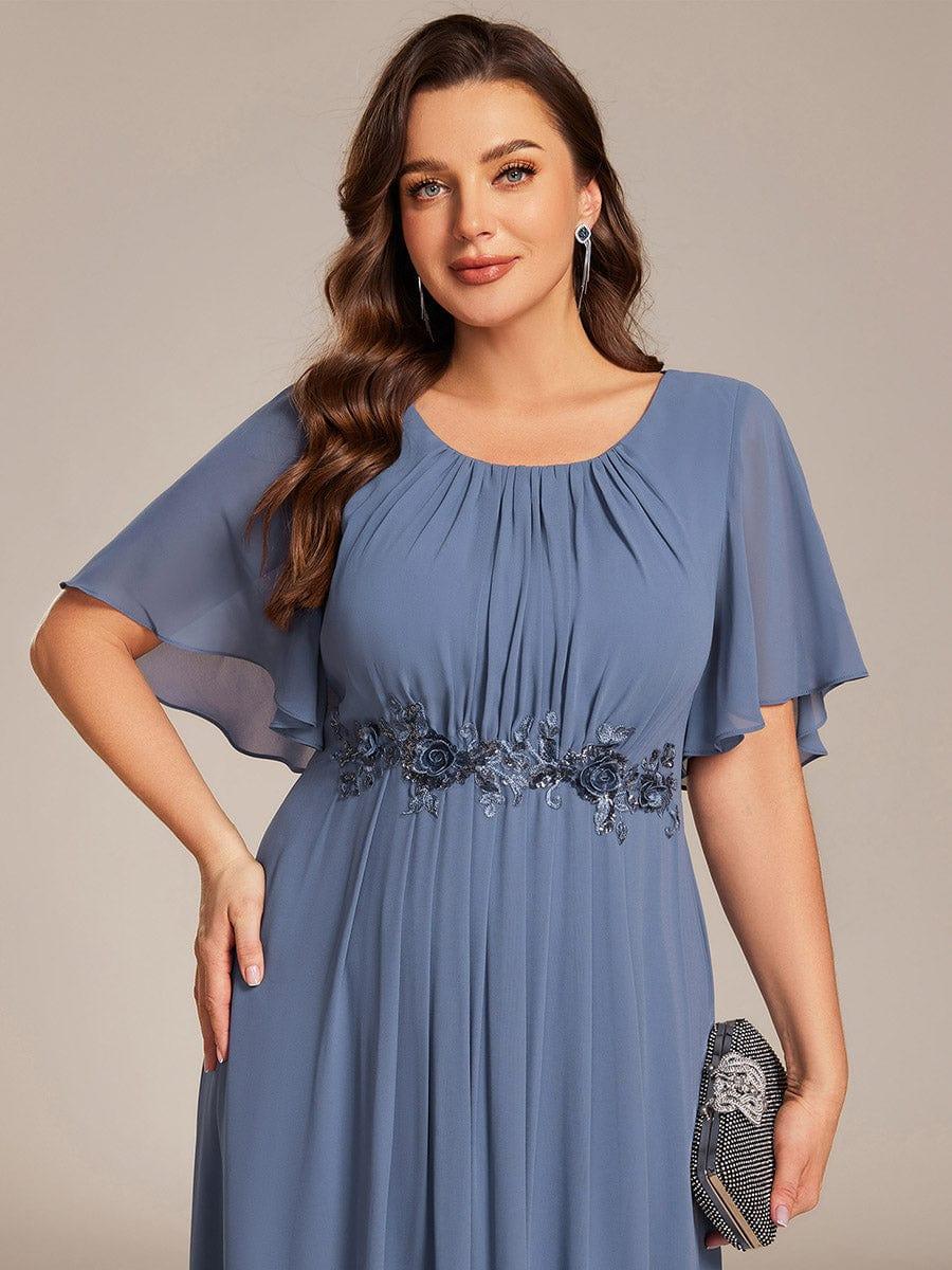 Scoop Short Sleeves Chiffon A-Line Empire Long Maxi Formal Dress