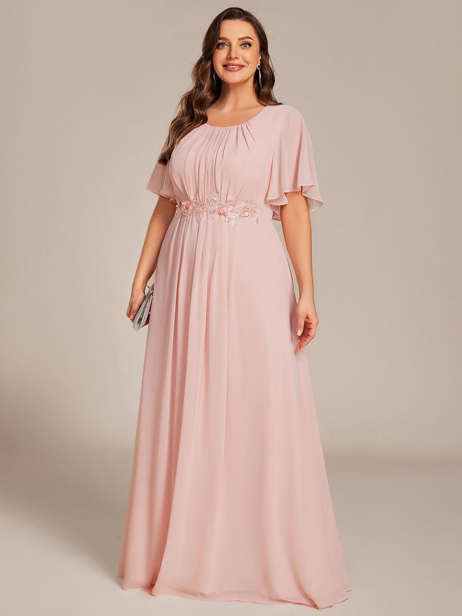 Scoop Short Sleeves Chiffon A-Line Empire Long Maxi Formal Dress