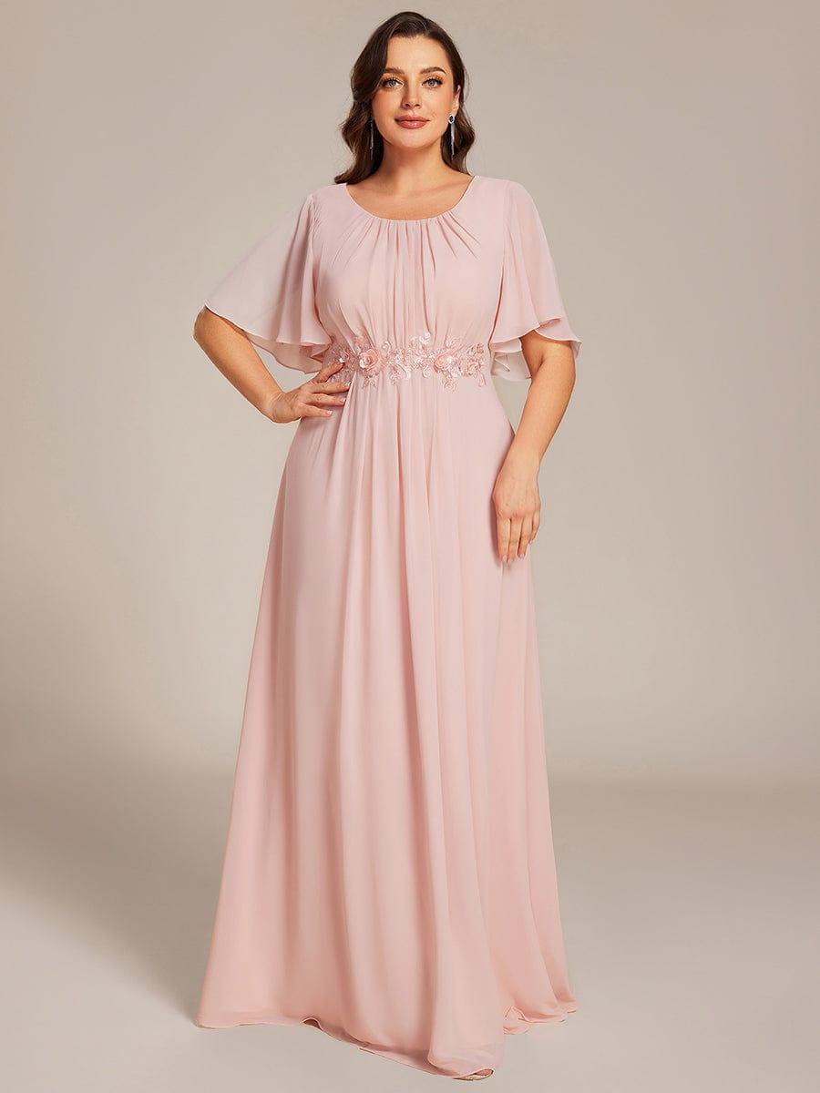 Scoop Short Sleeves Chiffon A-Line Empire Long Maxi Formal Dress