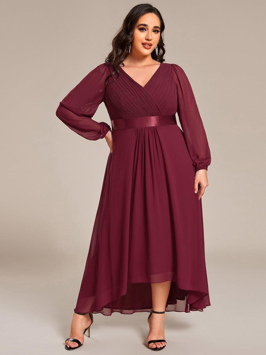 Elegant Chiffon A-Line Empire Long Sleeves Formal Dress